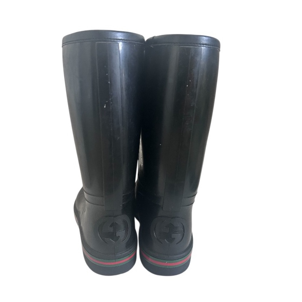 Gucci Black Interlocking G Logo Rubber Rain Boots Sz. 10 - Picture 3 of 7